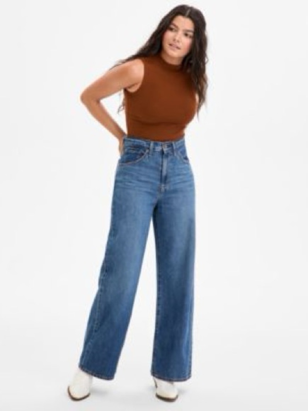 Arizona Jean Company Wide Leg High-Rise Jeans - Blue